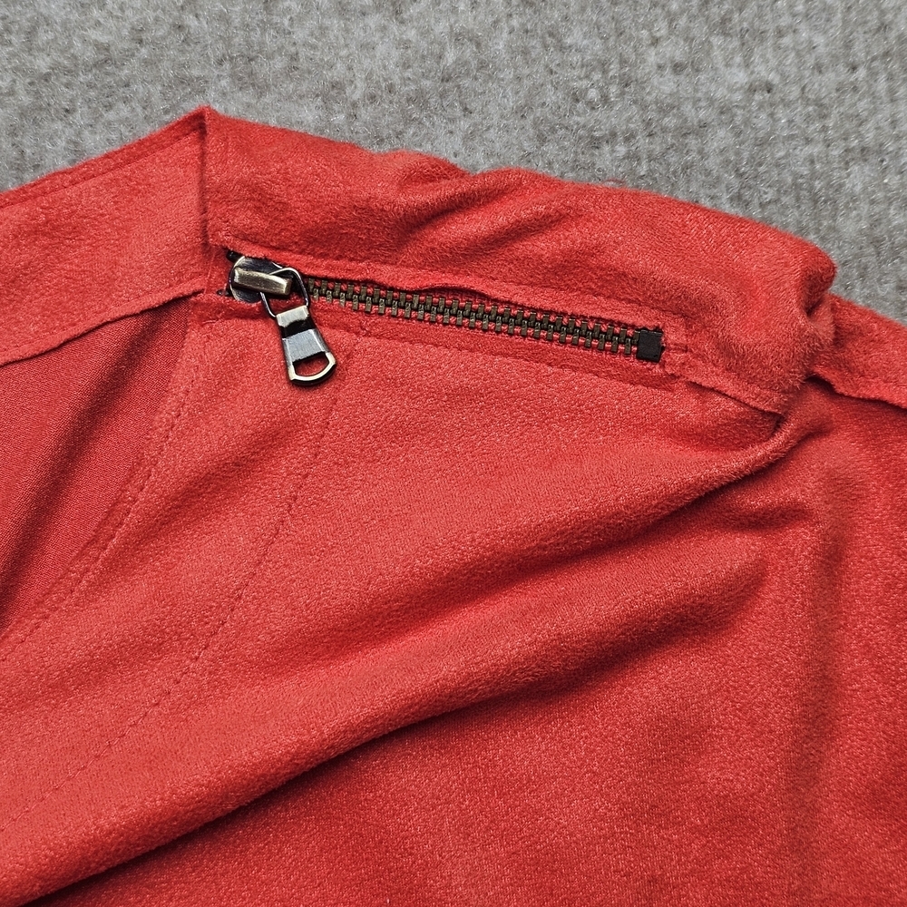 Chico’s Fringe Suede Feel Blouse Top Red Size 0 Soft Boho Western Festival - Picture 4 of 6